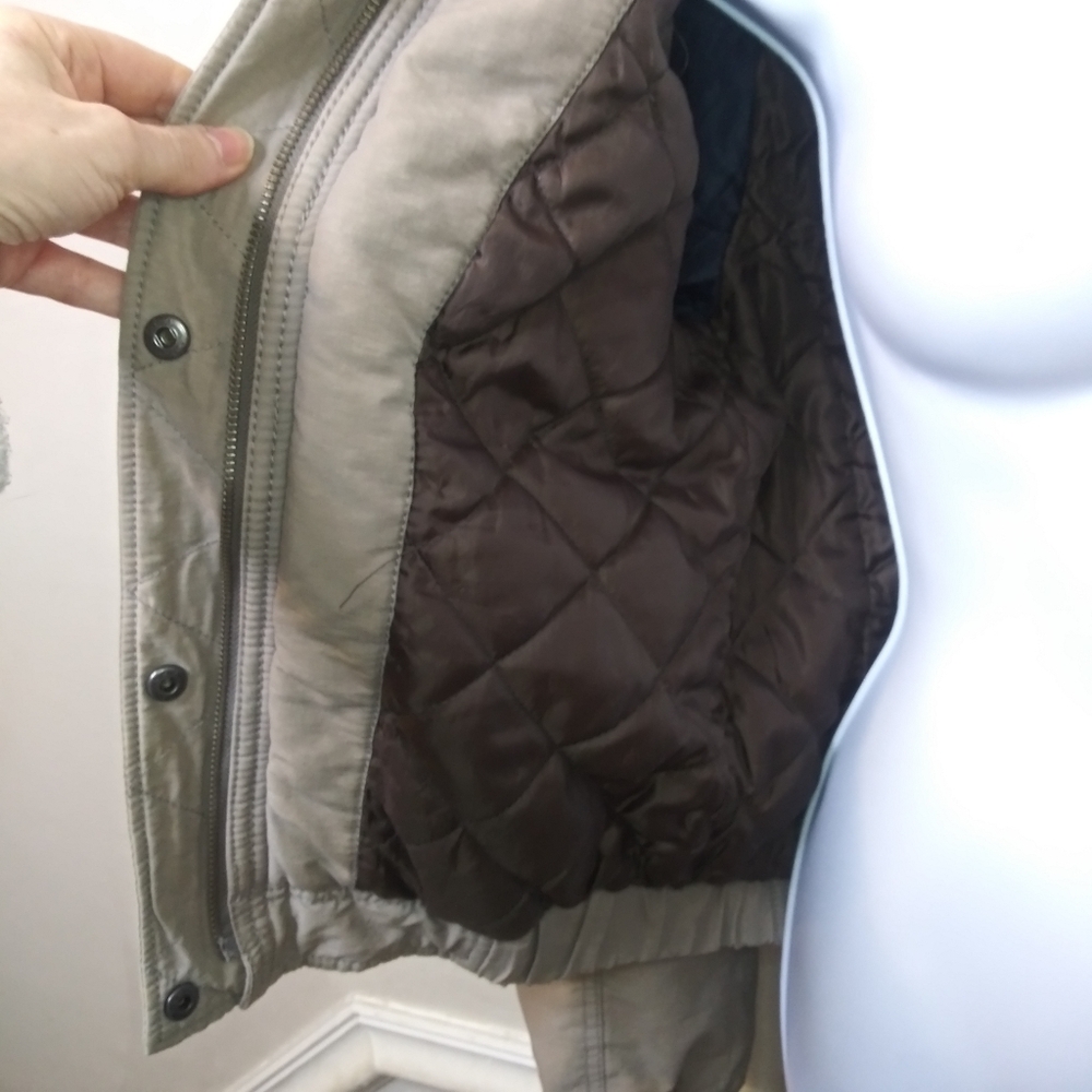 American Eagle 2012 Women's Hooded Khaki Water Resistant Bomber Style Jacket - Picture 11 of 16